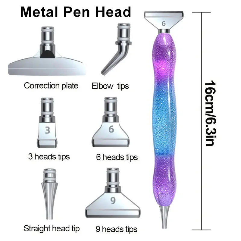 Ergonomic Diamond Painting Pen with Screw Plastic & Metal Tip, 5D Art Nail Gem Picking Tool Accessories