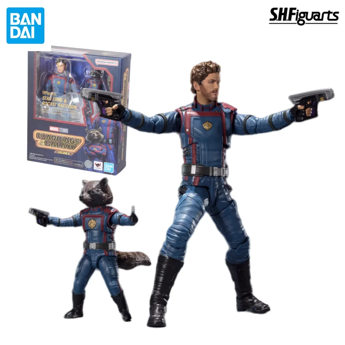 BANDAI S.H.Figuarts Original Marvel Guardians of The Galaxy Volume 3 Star Lord&Rocket Raccoon Avengers Action Figure Toy Gift