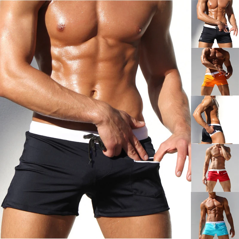 Men's Swim Shorts Swim Trunks Drawstring Mesh Lining Elastic Waist Breathable Quick Dry Board Shorts to Beach Pool Summer Male