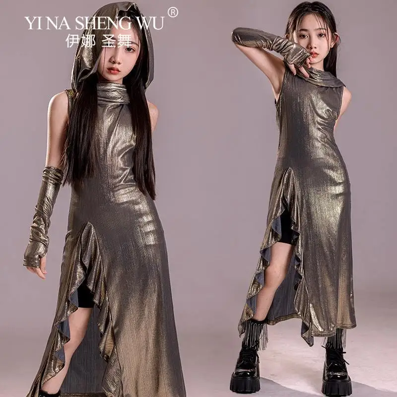 Jazzdanskostuums voor meisjes Losse hoodie Oefenkleding Kinderen Ballroom Hip Hop Dansvoorstelling Slijtage