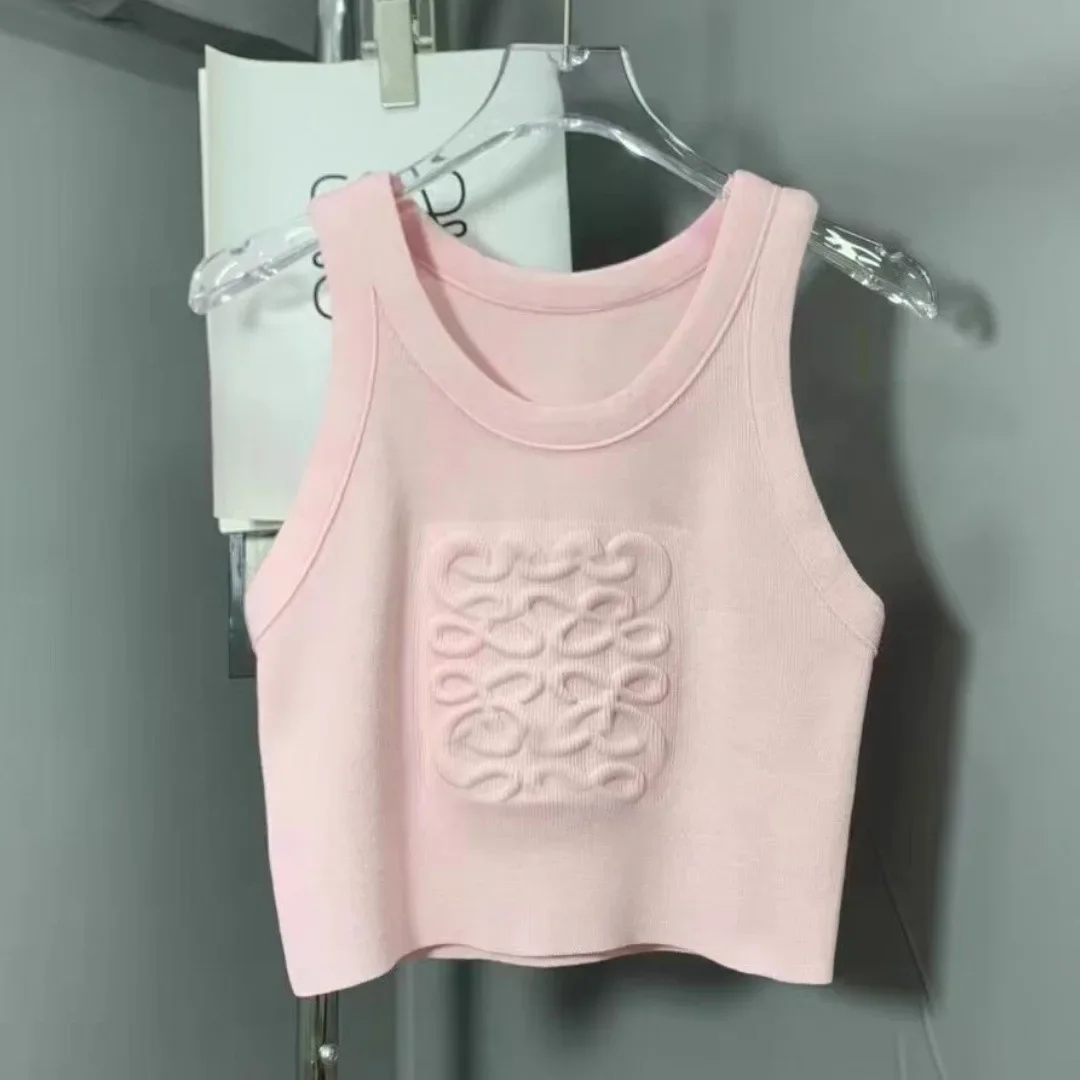 Tirantes de punto sin mangas para mujer, chalecos cortos de diseñador de lujo, ropa Sexy, Tops de tendencia, novedad de verano 2024