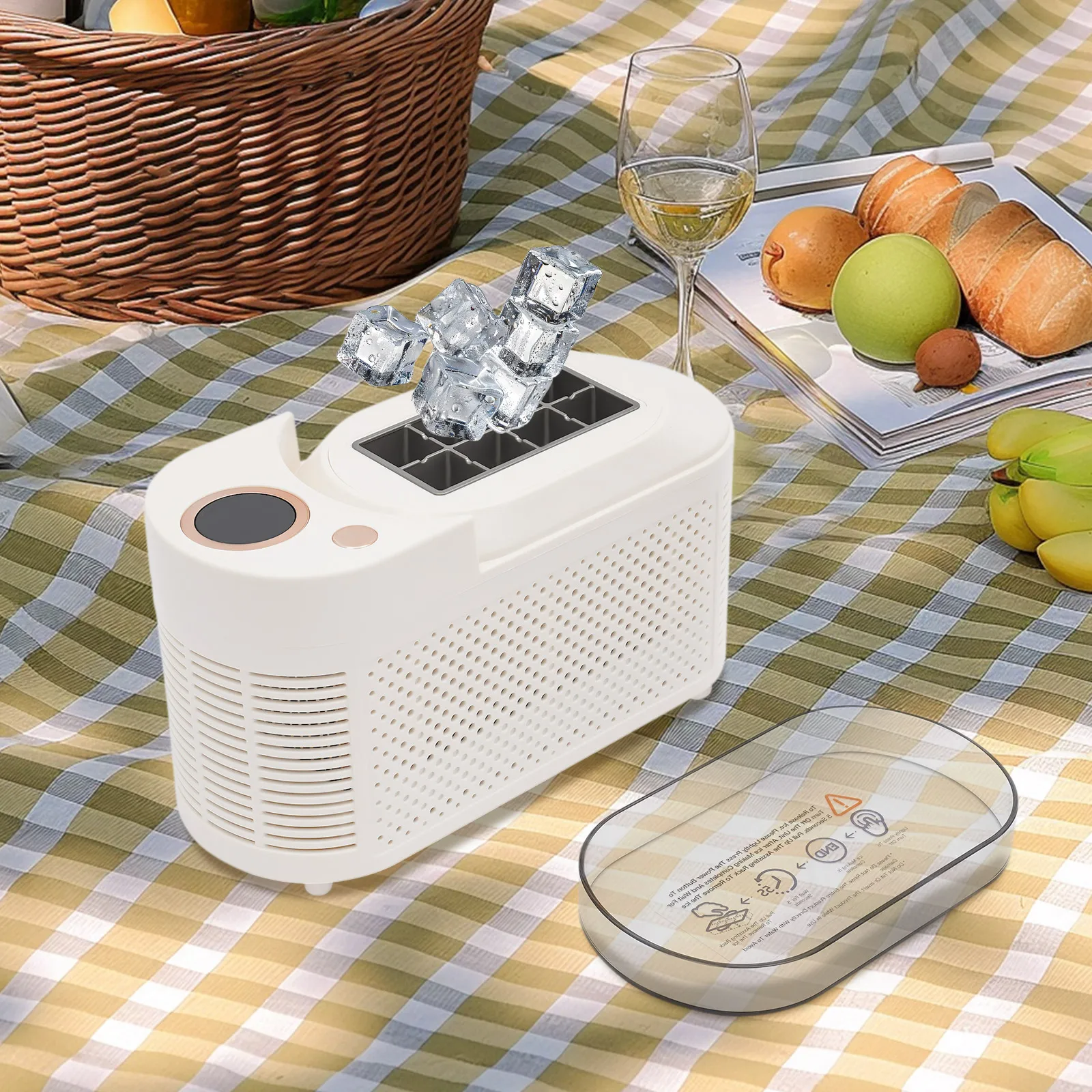 Tragbarer Kleiner Eiswürfelbereiter 12V Desktop Mini Eiswürfelmaschine Automatische Eisherstellungsbox für Zuhause Wohnheim Camping Büro