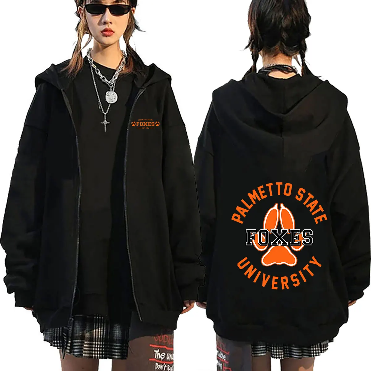 

All for The Game The Foxhole Court Palmetto State Foxes Zipper Hoodie Men's Women's Fashion Casual Oversized Zip Up Jacket Coat