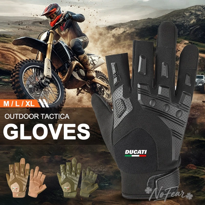 For Ducati Fingerless Tactical Gloves Men Women Cycling Half Finger Fitness Gloves Anti-slip Male Outdoor Sports Tactical Gloves