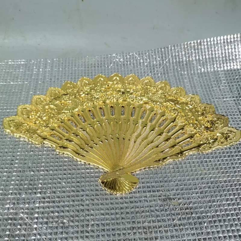 Dragon and Phoenix Auspicious , Gilt Bronze Fan, Antique Miscellaneous Collection, Home Office Desktop Decoration, Craft Item