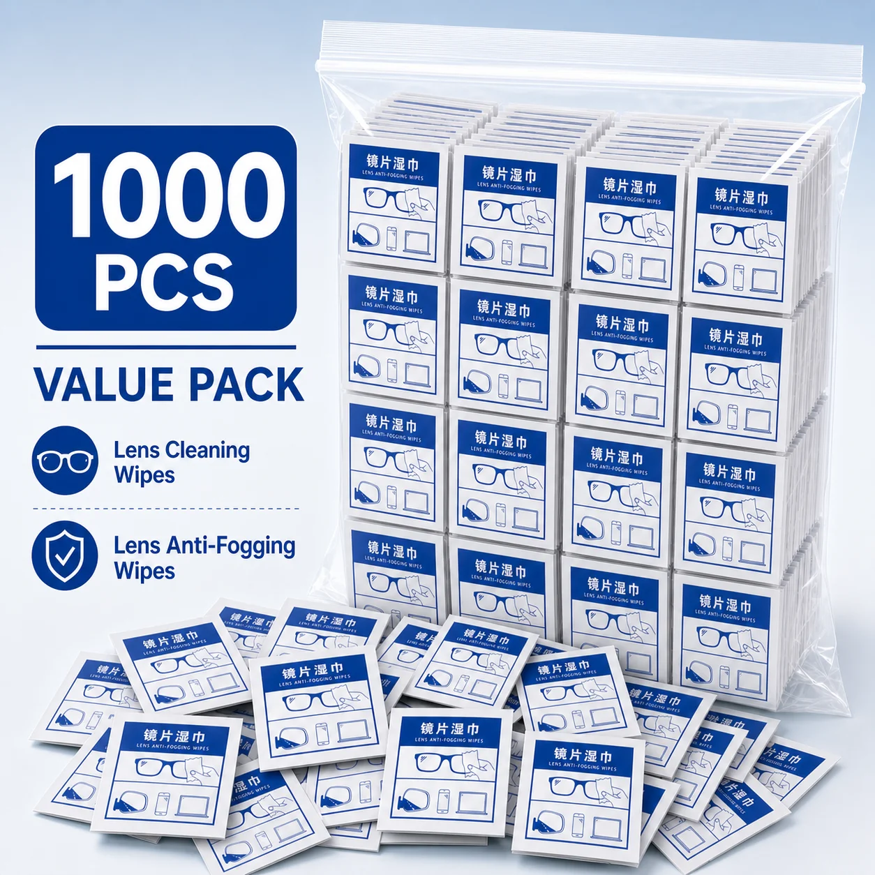 400/500/1000 Pieces Set Quick Cleaning Lens Cloth Portable Oil Pollution Removal Easy To Use Glass Microfiber Wet Wipes