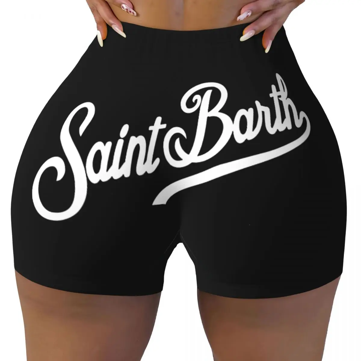 

Custom S-saints B-barths Gym Biker Running Shorts Women's Workout Yoga Shorts