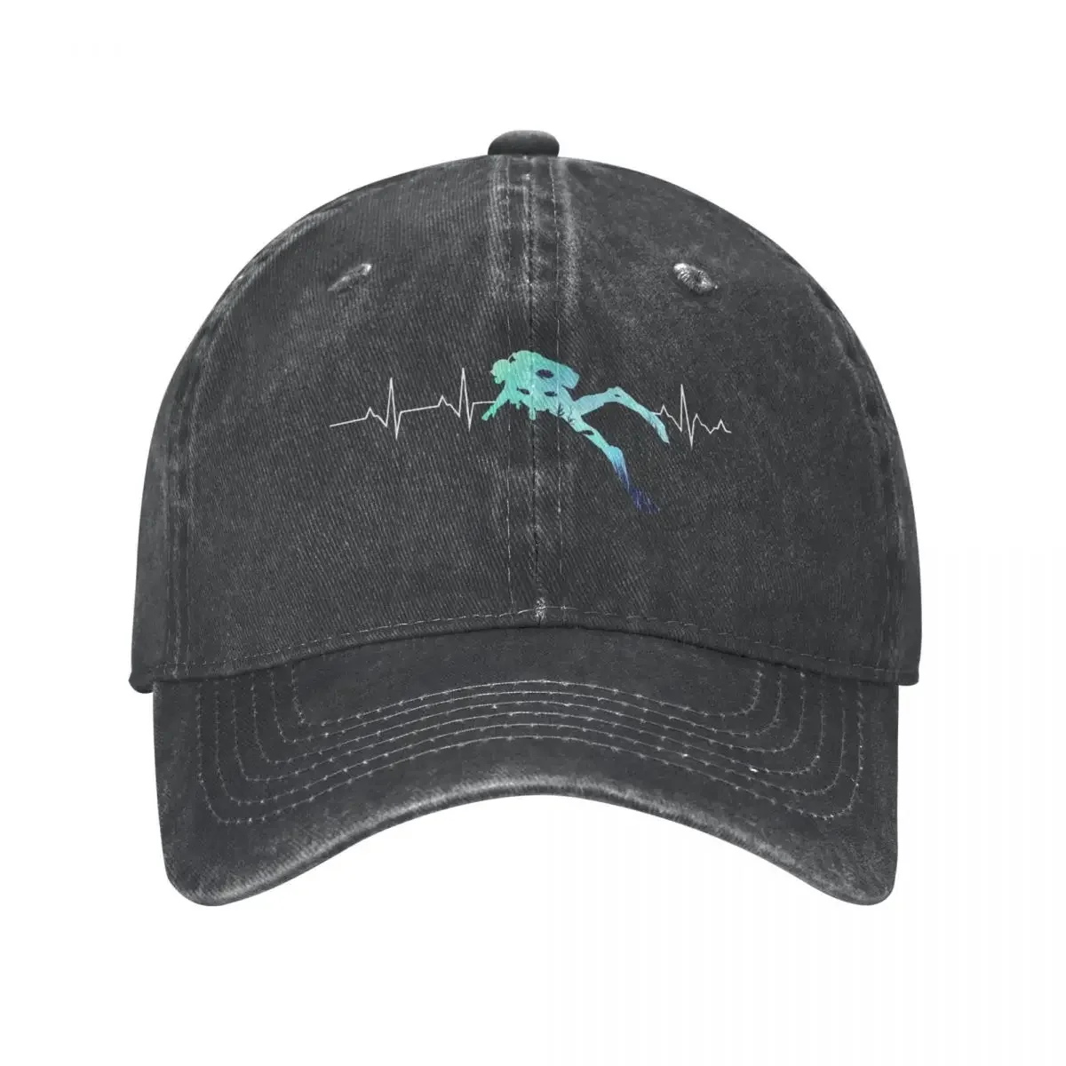

Scuba Diving Heart Beat Best Gift For Diver Baseball Cap Vintage Distressed Denim Headwear for Men Women Outdoor Hats Cap