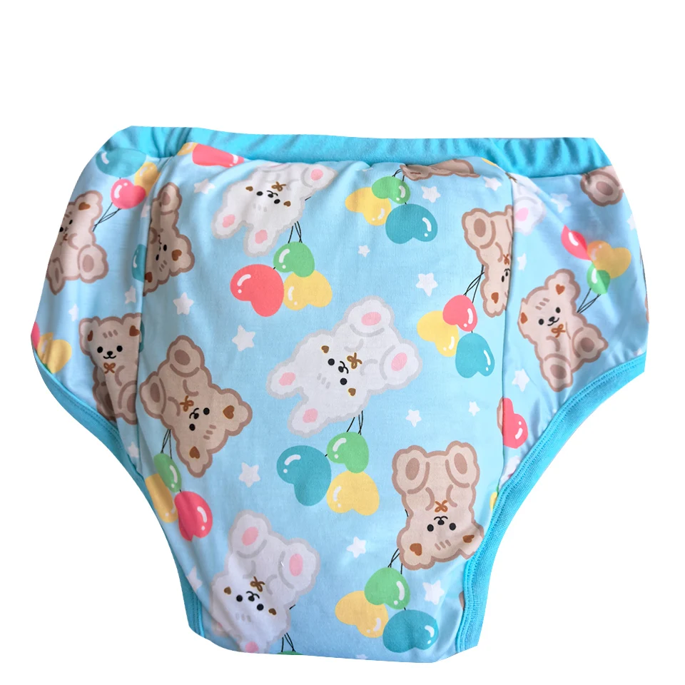 ABDL Erwachsenen-Baby-Windelhose mit Polsterung Innen, Cartoon-Muster, Trainingshose, Waschbare Windelhose, Heim- und Paar-Lernhose – Detail 2