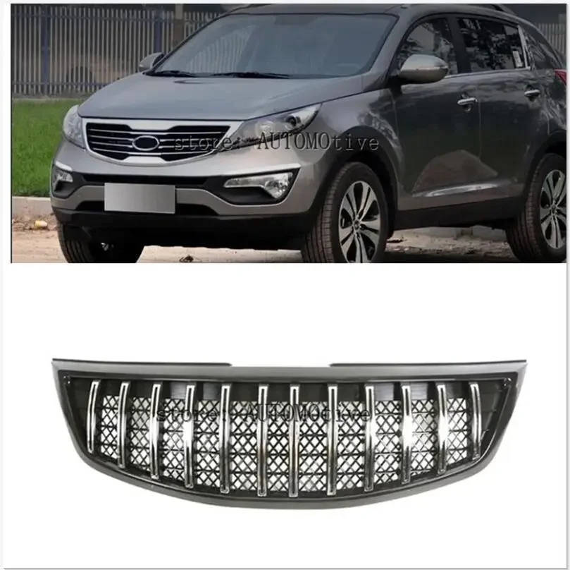 2011-2014 for KIA Sportage R  Assembly Mesh Cover Protector  Front Bumper  Grille Centre Panel Styling Upper Racing Gril