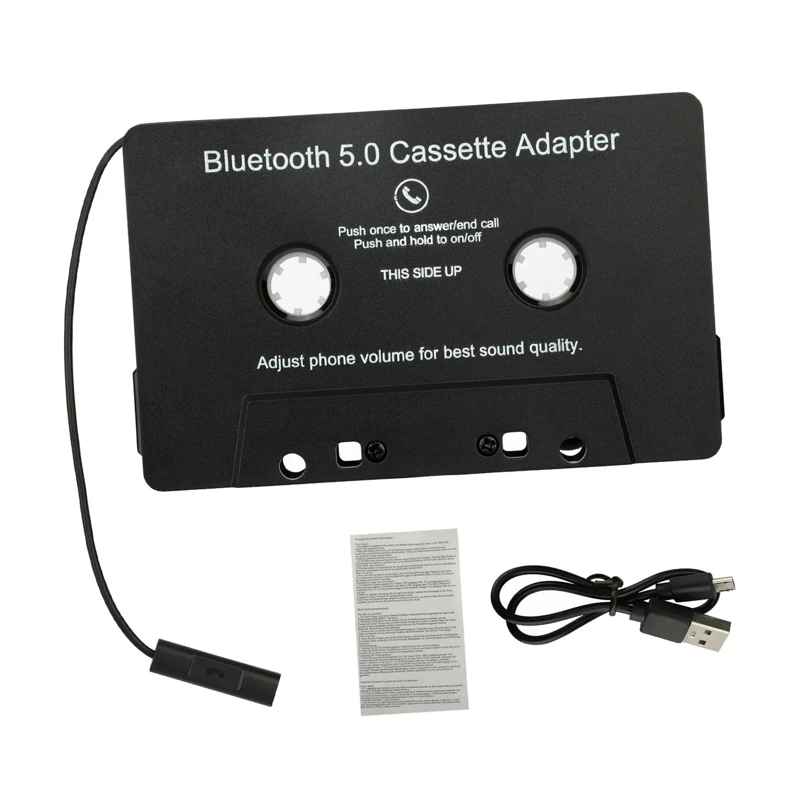 Adaptador Universal de casete Bluetooth a Aux con Audio Estéreo Premium con batería integrada, adaptador de casete para teléfono inteligente