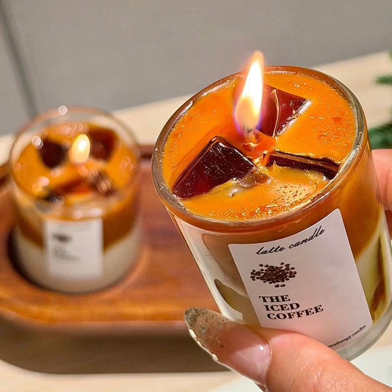 Two Layer Colored Fruit Scented Candle Ice Coffee Aroma Decorative Ornament Ideal Present for Holiday Gathering Creative image 5