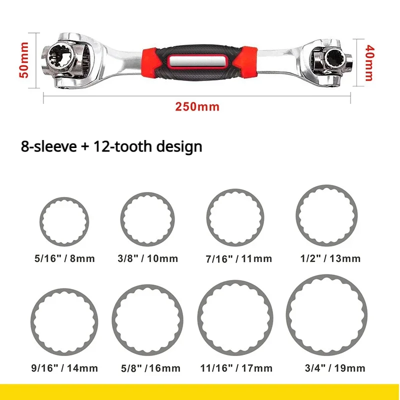 48 in 1 Universal Wrench Multifuctional Socket Wrench Universal Auto Repair Tools Useful Accessories