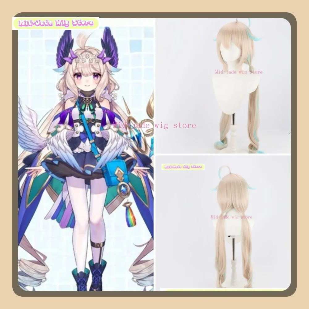 منتصف اليشم شعر مستعار مخزن EN Enna Alouette شعر مستعار تأثيري أنيمي لعبة تأثيري صبغ التوليف الشعر الطويل هالوين زي حفلة الدعائم