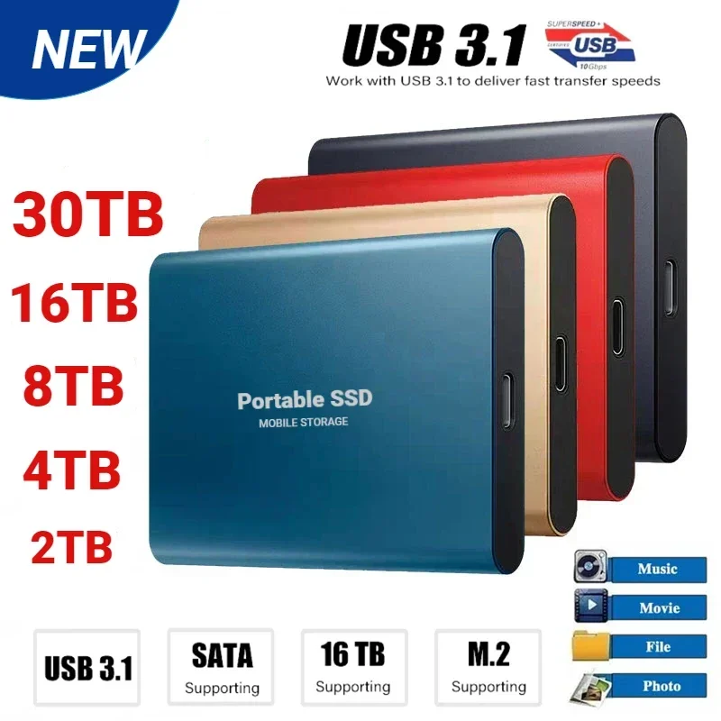 Przenośny dysk SSD 2TB zewnętrzny dysk półprzewodnikowy 8TB High Speed USB3.1 dysk twardy M.2 typ-C dysk do laptopa Mac