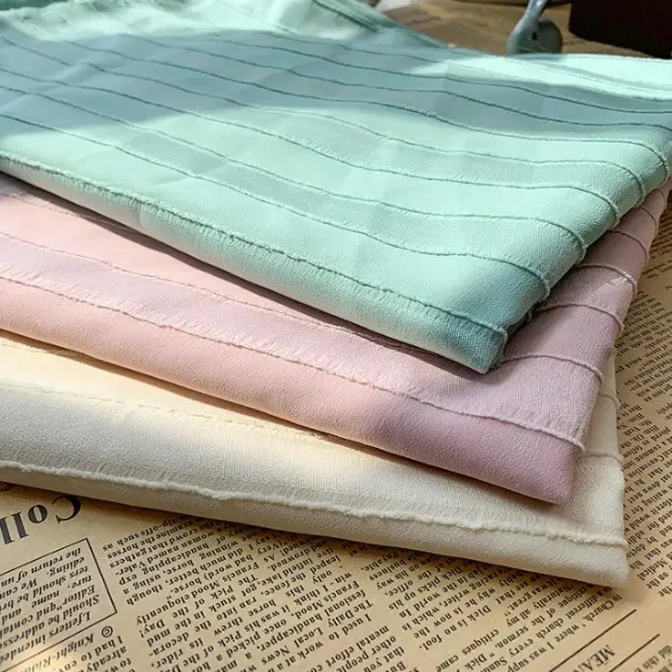 Stripe Imitation Linen Jacquard Fabric DIY Women's Fashion Short-sleeved Shirt Fabric