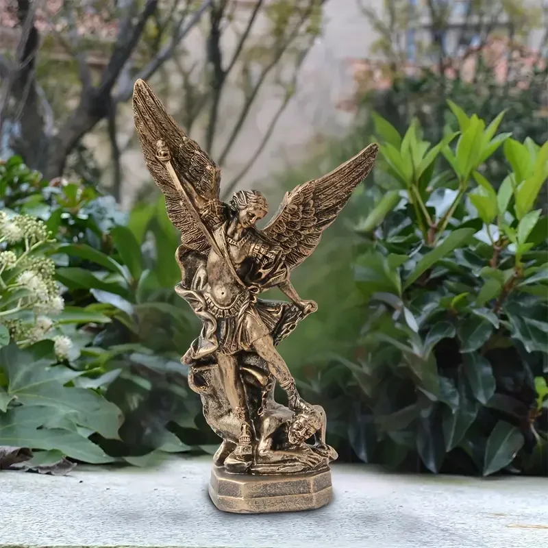 Ermakova St.Michael the Archangel Figurine Resin St Michael Statue Saint Michael Defeating Satan Collection Angel Sculpture