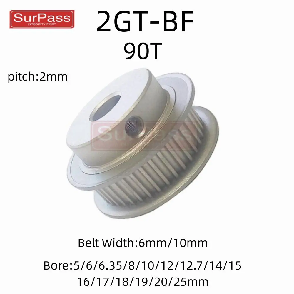 

2GT/GT2 Timing Pulley 90T Tooth Teeth Bore 5/6/8/10/12/14/15/16/17/18/19/20/25mm Synchronous Wheels Width 6mm/10/mm Belt Width