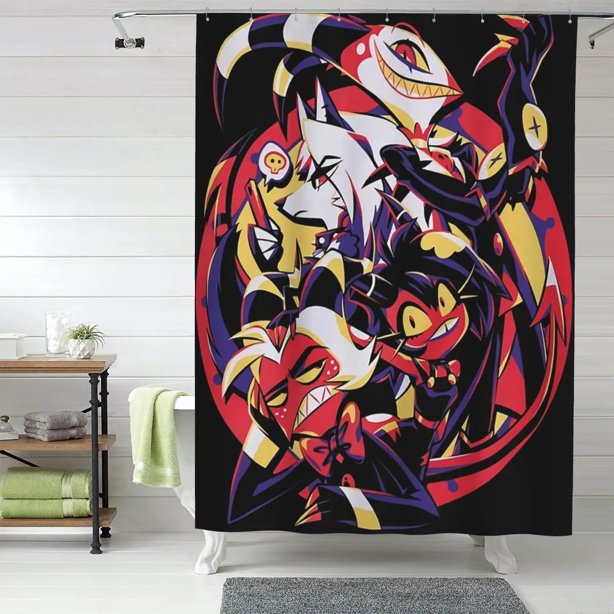 

Занавеска для душа Helluva Boss Loona, полиэстеровая, водонепроницаемая, для ванной комнаты, с крючками