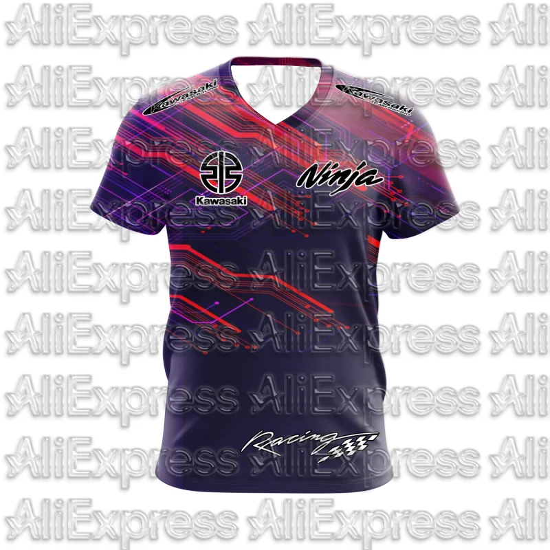 

MOTO 2025 Summer New Men's Motorcycle T-shirt Kawasaki Logo 3D Printed Casual Short Sleeve Breathable T-shirt Fashionable Trend