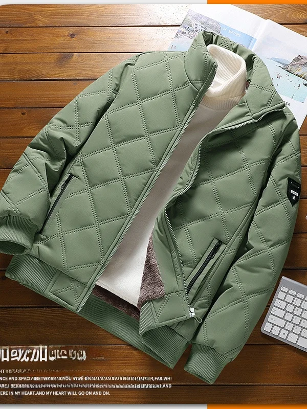 

Men's Thiened Fce Lined Cotton Jaet Autumn Winter Casual Windproof Cold Resistant Warm Loose Versatile Workwear Cotton...