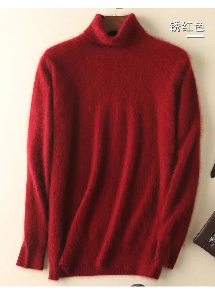 Herren-Pullover aus 100 % reinem Nerz-Samt-Kaschmir mit hohem Revers, gestrickt, für den Winter, neue Oberteile, langärmelige High-End-Pullover – Detail 24