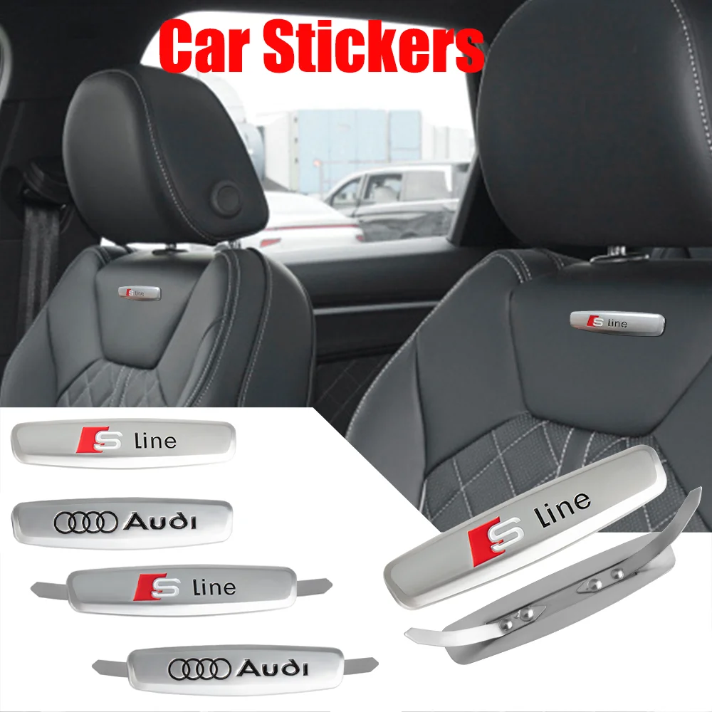 1PCS Sliver Metal Interior Seat Back Emblems Stickers Badges Logos Seat Auto Accessory For Sline Audi A3 A4 B8 A1 A6 C6 Q3 Q5 C7