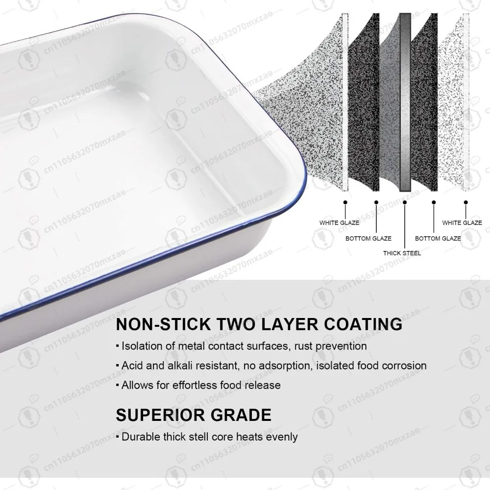مقلاة خبز من المينا مقاس 9 × 13 بوصة مع غطاء، طبق تحميص من الفولاذ Webake للكعك واللازانيا وتخزين المواد الغذائية #3