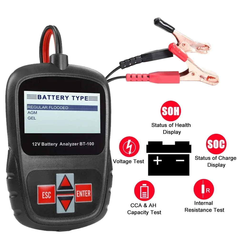 

FOXWELL BT100 12V Car Battery Tester for Lead Acid Flooded AGM GEL 12V Digital Battery Analyzer 100-1100CCA Diagnostic Tools