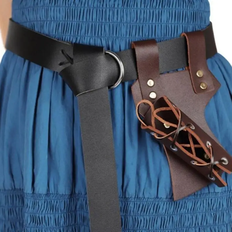 72XE Medievals Knights Costume Accessories Renaissances Leather Belt Swords Frogs Halloween Vikinges Costume Accessories