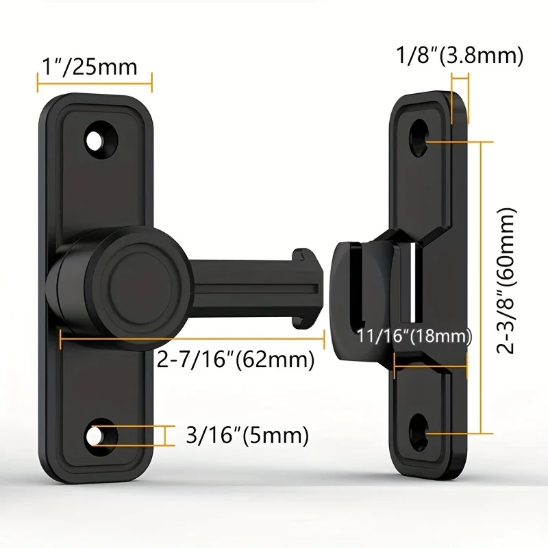 Chiusura a scatto per porta da 1 pacco, serratura a scorrimento con chiusura a scatto per porta da fienile a 90 gradi, bagno di casa, Garage, camera