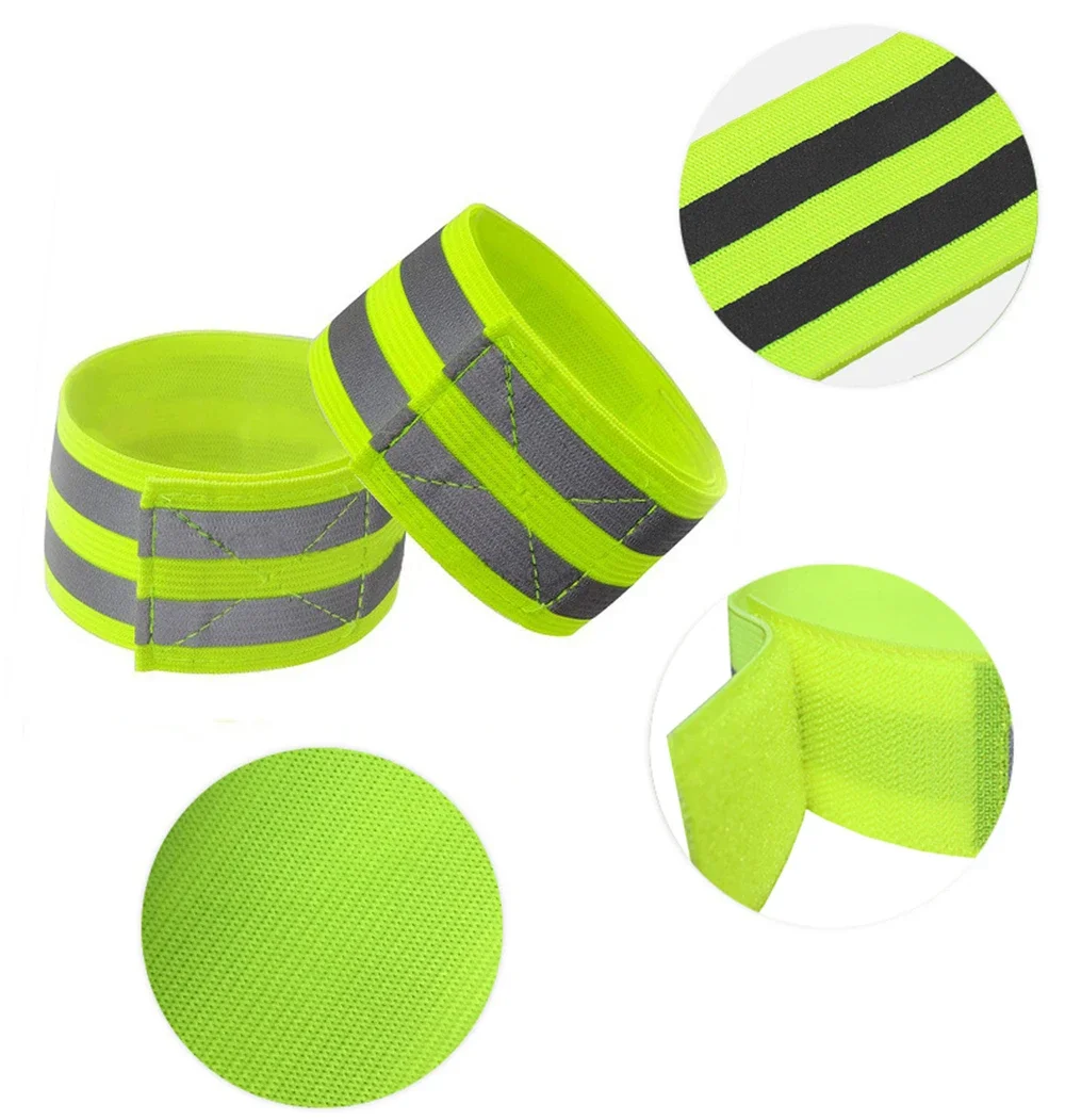 Bandas reflectantes elásticas para el brazo, muñequera para el tobillo, correas para la pierna, cinta reflectora de seguridad para trotar, caminar,