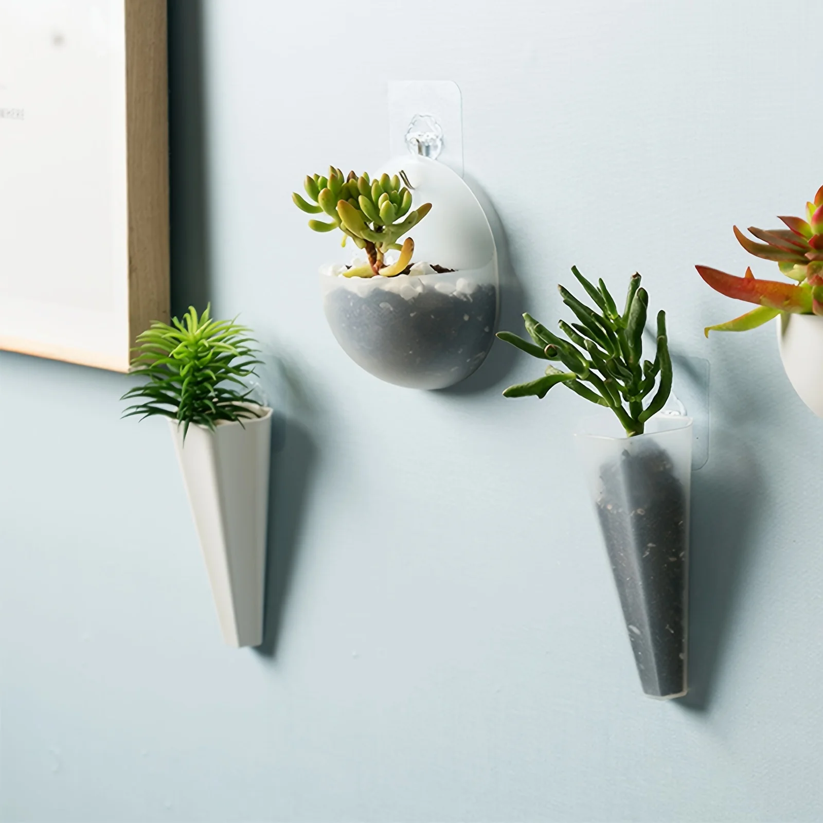 1-częściowy wiszący wazon na sadzarkę, dekoracja ścienna z uchwytem na rośliny, nowoczesny pływający design, duży rozmiar mieści sukulenty Mini Cactus