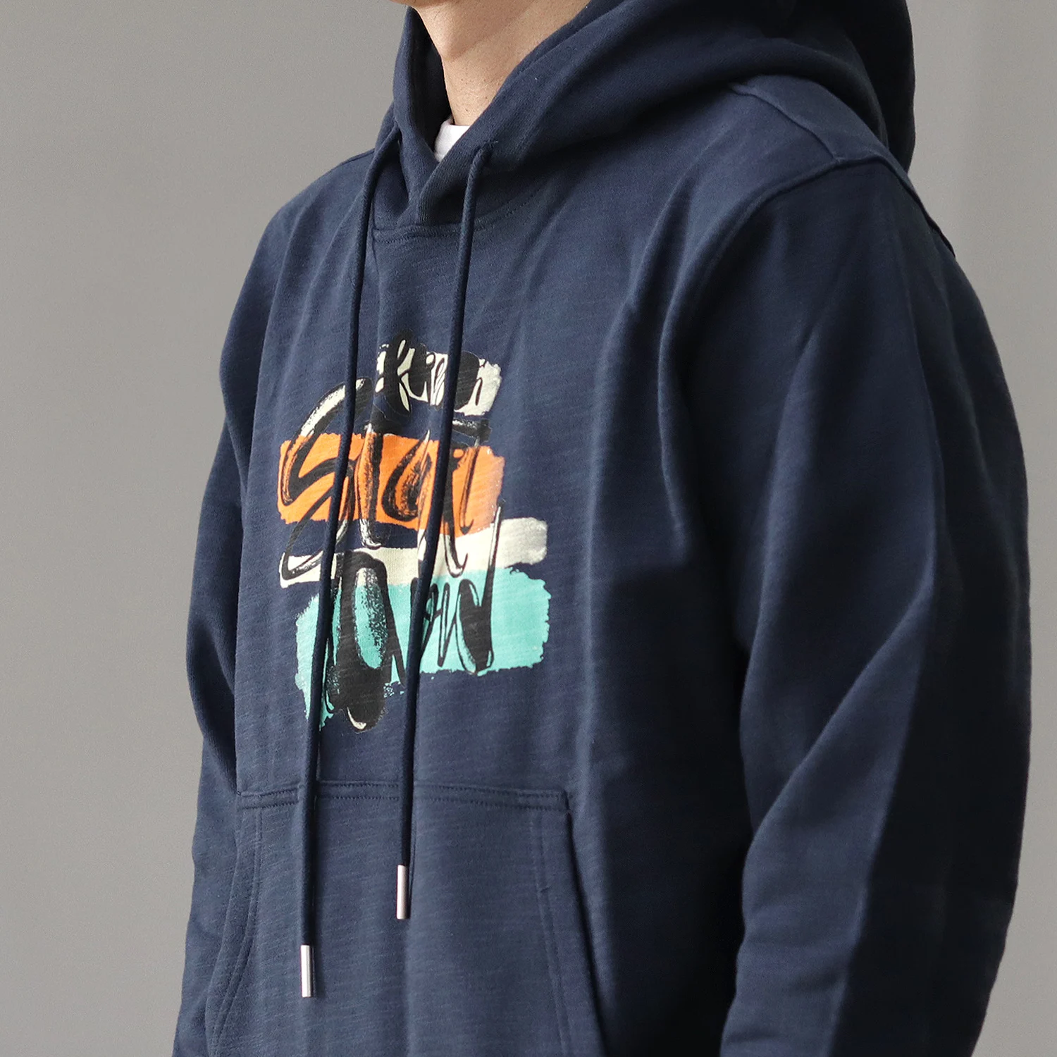 

Autumn New American Retro Knitted Printed Hooded Hoodies with Velvet Men's Fashion Pure Cotton Washed Loose Casual Sweatshirts