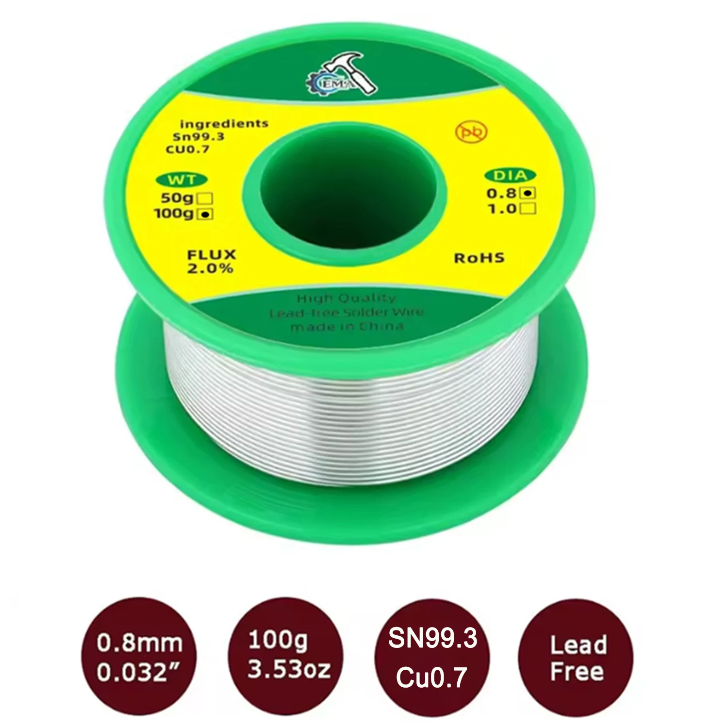 Bleifreier Lötdraht, dünn 0,8/1mm, 20-500g, Elektronik-Lötdraht mit Flussmittelkern, feine Stärke, elektrisches Lötmittel, bleifrei, hochwertiges Lötmittel – Detail 5