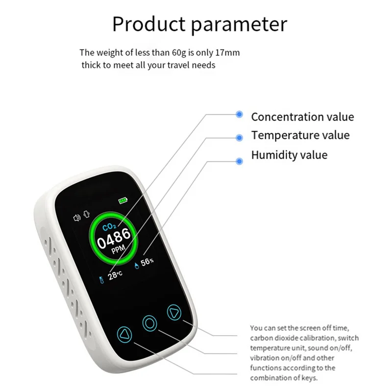 Medidor de calidad del aire 3 en 1, probador de humedad y temperatura de CO2, pantalla LCD, Sensor NDIR, Detector de dióxido de carbono con alarma de voz-Y41A