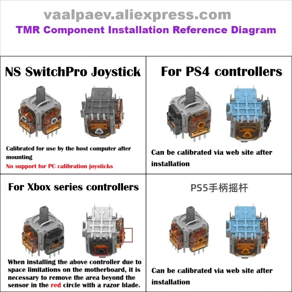 50 زوجًا من مقاييس الجهد TMR لسلسلة PS5 DualSense PS4 DS4 Xbox لـ ALPS ثلاثية الأبعاد تناظرية مضادة للانجراف عالية الدقة وعمر خدمة أطول #2