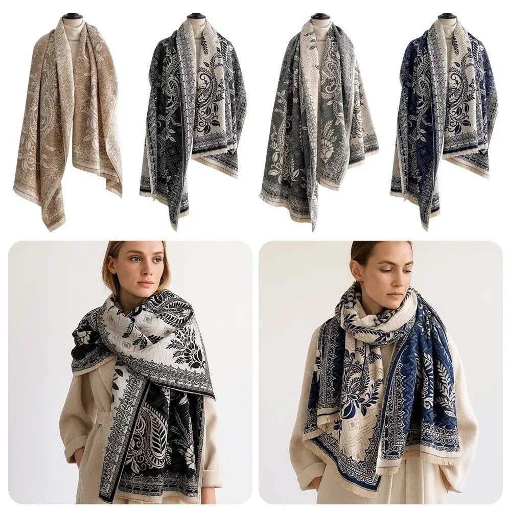 

Cozy Versatile Imitation Cashmere Scarf Windproof Elegant Pashmina Blanket Thick Warm Female Shawl Winter Season