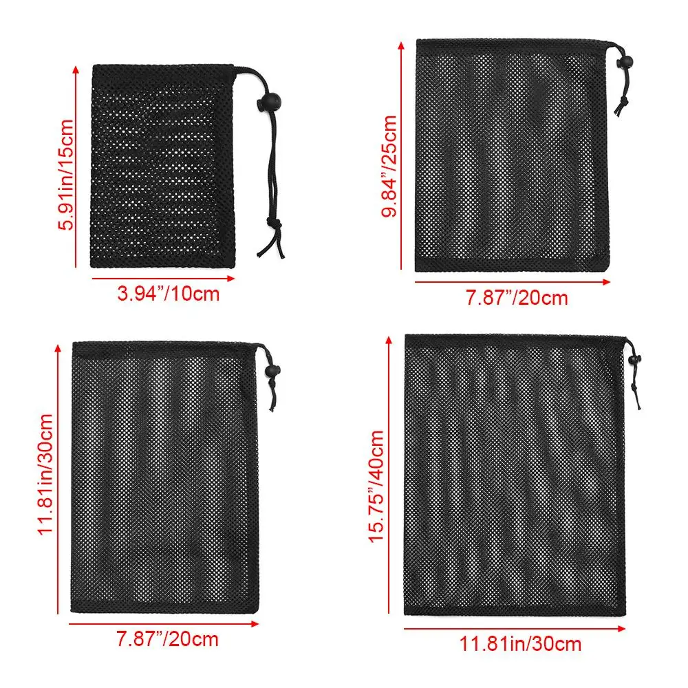 Mesh Drawstring Pouch Durable Nylon Storage Bag Multi Purpose Home Travel Outdoor Activity Pouch Stuff Sack Laundry Bag