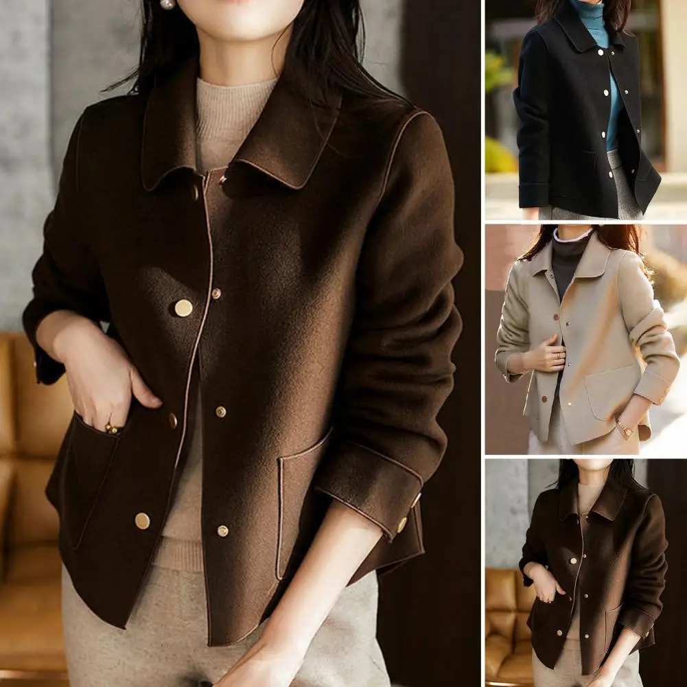 

Fashion Elegant Women Coat New Korean Version Simple Solid Color Woolen Coat Temperament Loose Autumn Short Jacket Women 2023