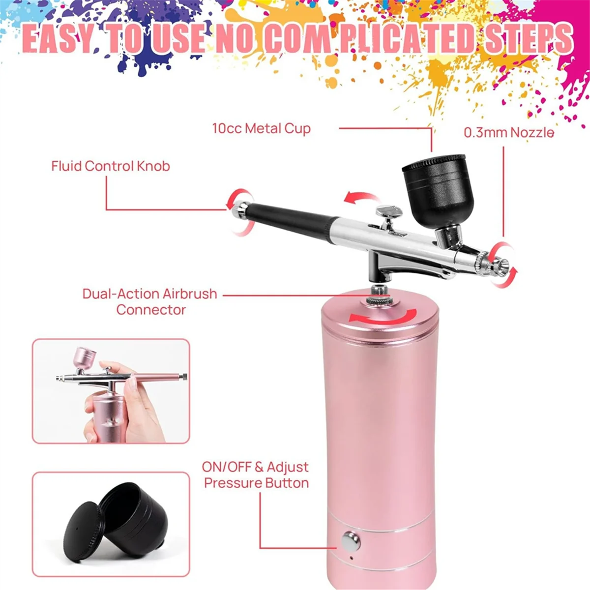 

AD29-AirBrush Kit with Air Compressor&Gloves-27PSI High Pressure Airbrushwith Hose Wireless AirBrush for Model Painting