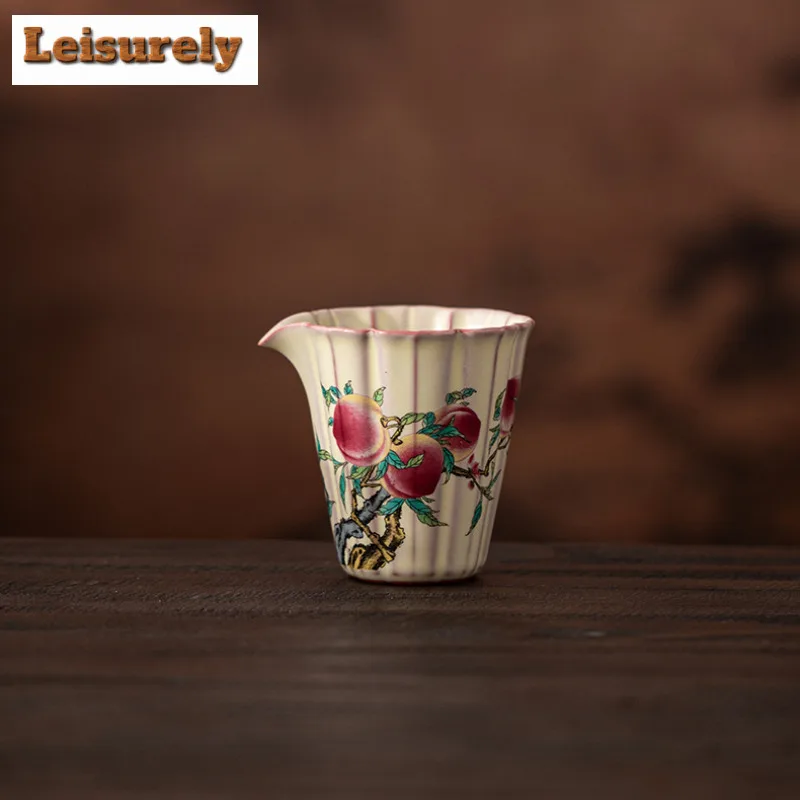 

200 мл Lard Jelly Ru Kiln Девятьлепестковый персиковый цветок Рот Чайный кувшин Перегородка ча-хай Диспенсер Чашка справедливости Яркая кружка Кафе