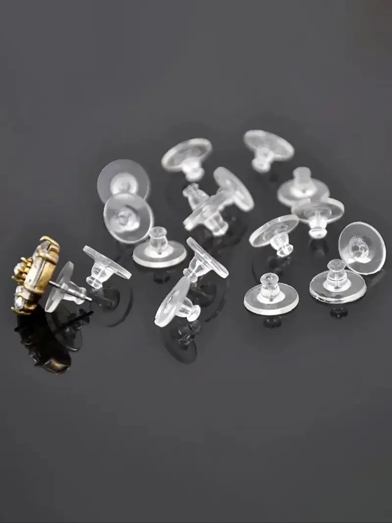

1 Boxed Anti-slip Earring Backs, Clear Silicone & Rubber Ear Stoppers with Soft Pads, Hypoallergenic Soft Replacement Ear Plugs