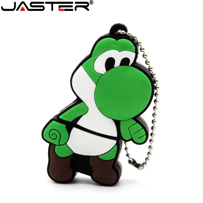 JASTER-Clé USB 2.0 verte en silicone pour enfants, disque U de dessin animé, belle clé USB, clé USB, 8 Go, 16 Go, 32 Go, 64 Go, cadeaux