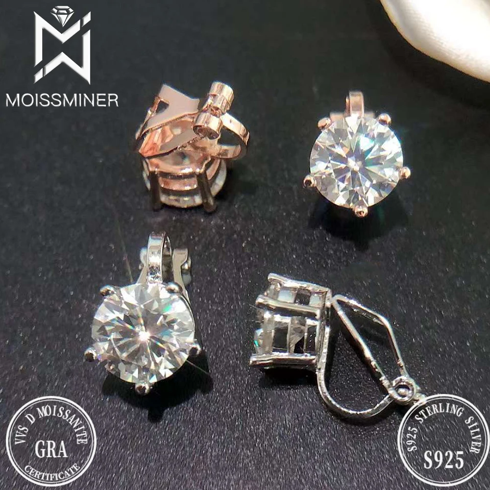 

Moissanite Clip Earrings For Women Diamond Ear Studs Men High-End Jewelry Pass Tester Free Shipping Come With Certifiate