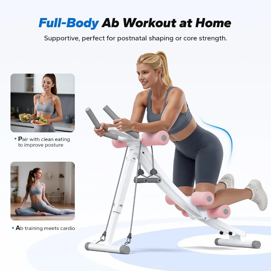 Ab Machine, Adjustable Dual Track Ab Trainer, Ab Workout Equipment