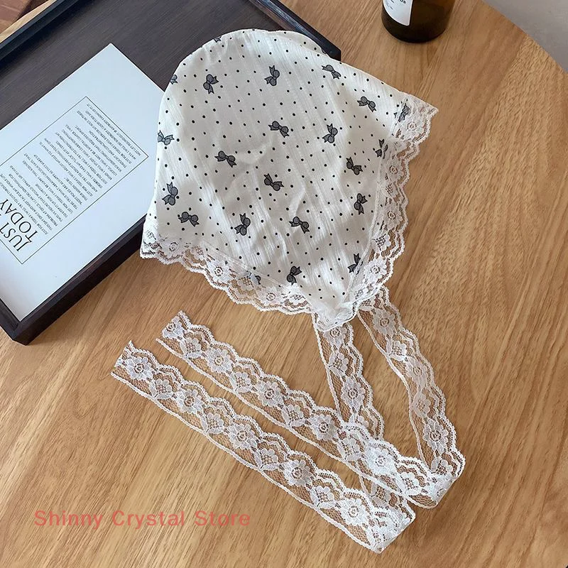 Słodka, kwiatowa bawełniana chusta na głowę, miękki otulacz, elegancka koronkowa trójkątna chusta, turban, opaski na głowę, drukowana chusta do włosów dla kobiet i dziewcząt.