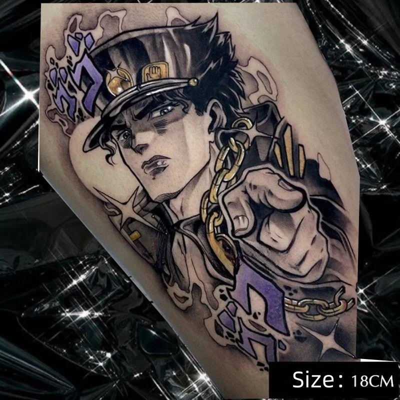 

Anime Temporary Tattoos JoJo's Bizarre Adventure Waterproof Fake Tattoo Sticker Cartoon Kujo Jotaro Body Art Tatoo Body Sticker