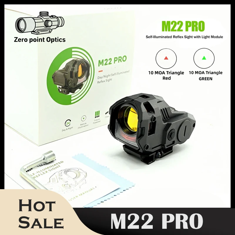 

Тактический охотничий прицел M22 PRO с красной/зеленой точкой, рефлекторный прицел из настоящей оптики, 10 мА, треугольная сетка