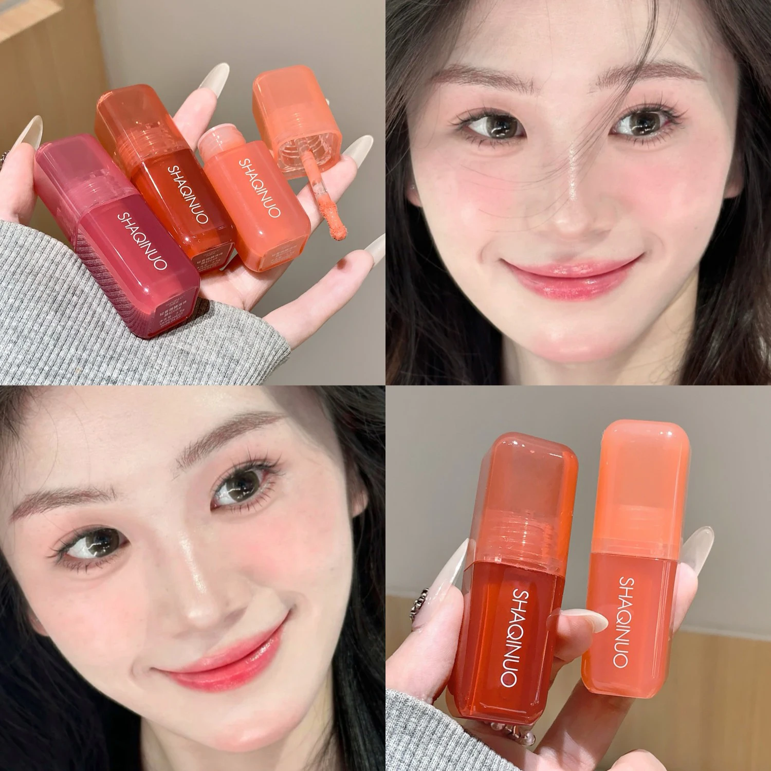 أحمر خدود سائل أحادي اللون باللون الخوخي الوردي يضيء الشفاه والخد ثنائي الاستخدام غير لامع طبيعي أحمر الخدود مكياج سهل اللطخة السائلة #2